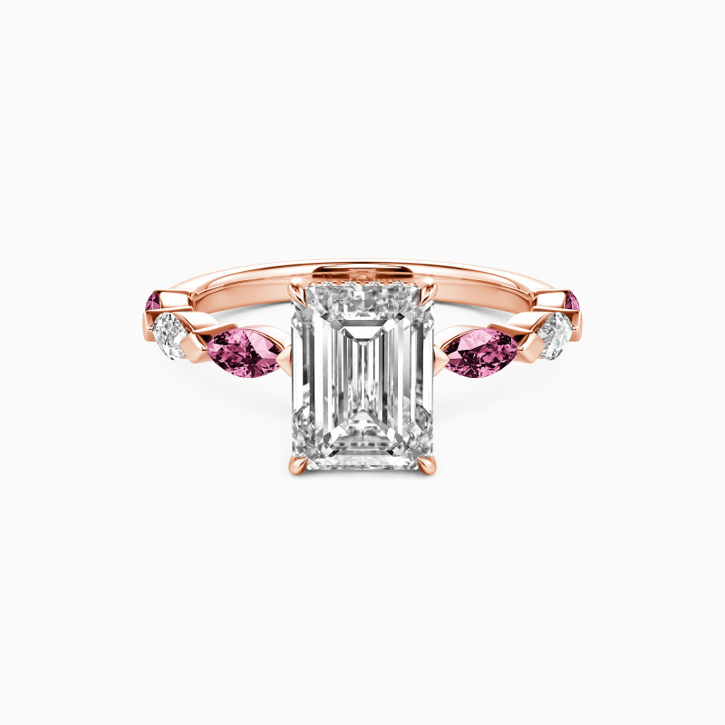 "Love's Promise" Emerald Cut Side Stone Engagement Ring