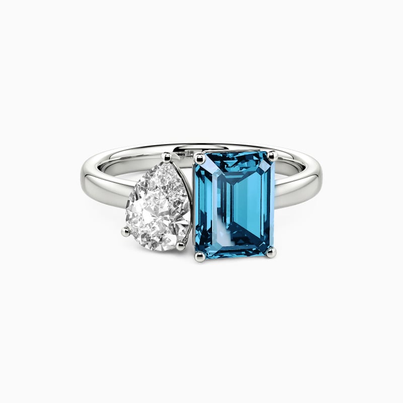 "An Ode to Affection" Emerald Cut Side Stone Engagement Ring