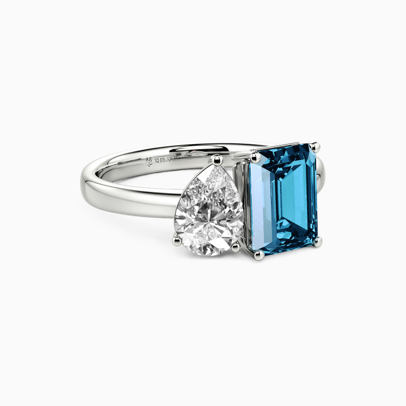 "An Ode to Affection" Emerald Cut Side Stone Engagement Ring