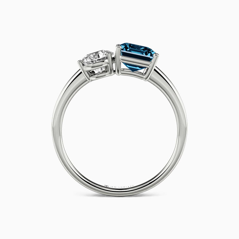 "An Ode to Affection" Emerald Cut Side Stone Engagement Ring