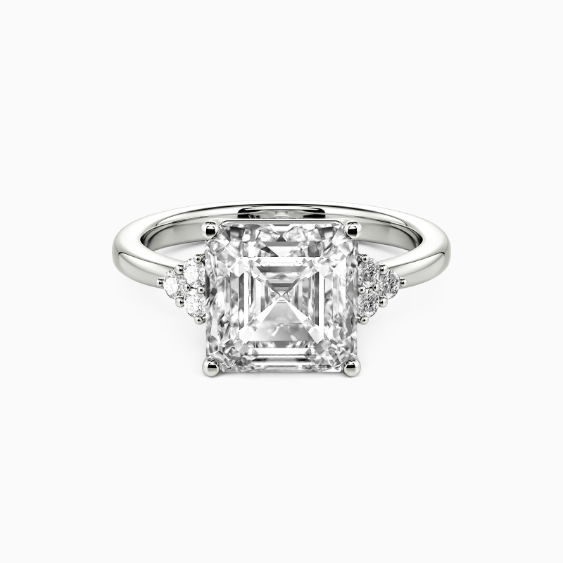 "We Found Love" Asscher Cut Side Stone Engagement Ring