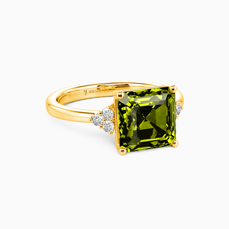 "We Found Love" Asscher Cut Side Stone Engagement Ring
