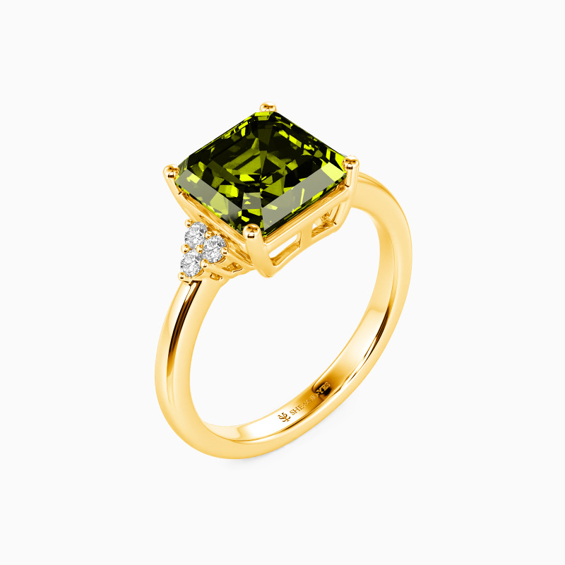 "We Found Love" Asscher Cut Side Stone Engagement Ring