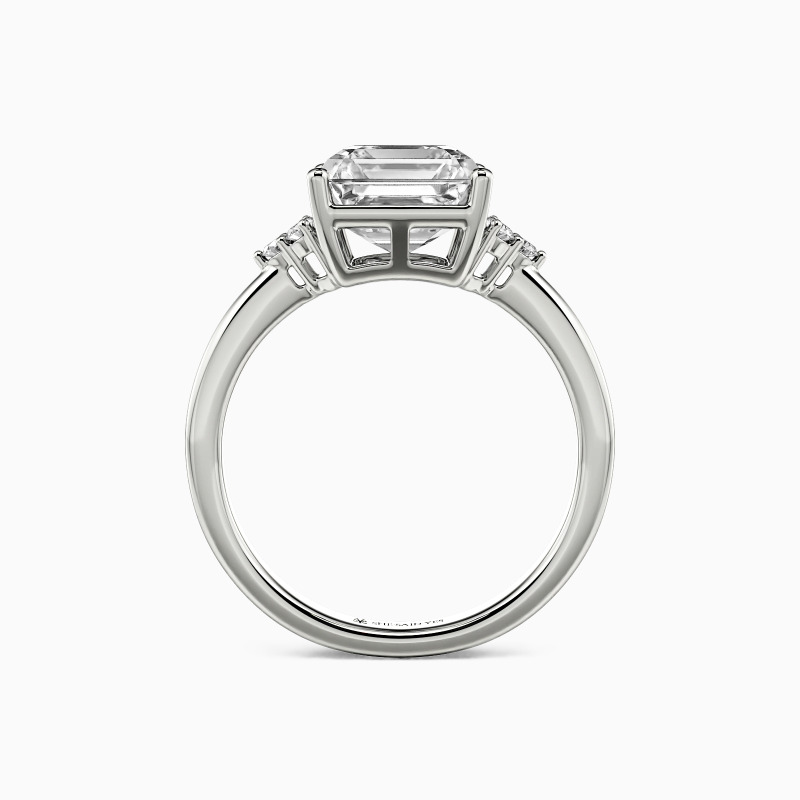 "We Found Love" Asscher Cut Side Stone Engagement Ring