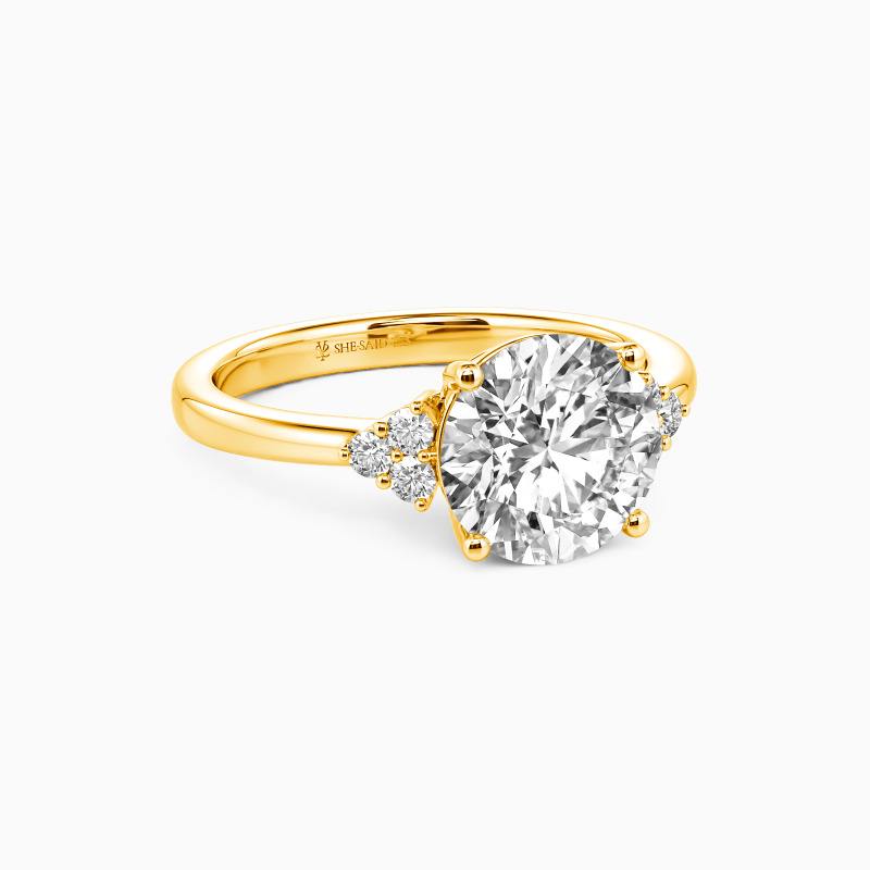 "Seal of Our Union" Round Cut Side Stone Engagement Ring