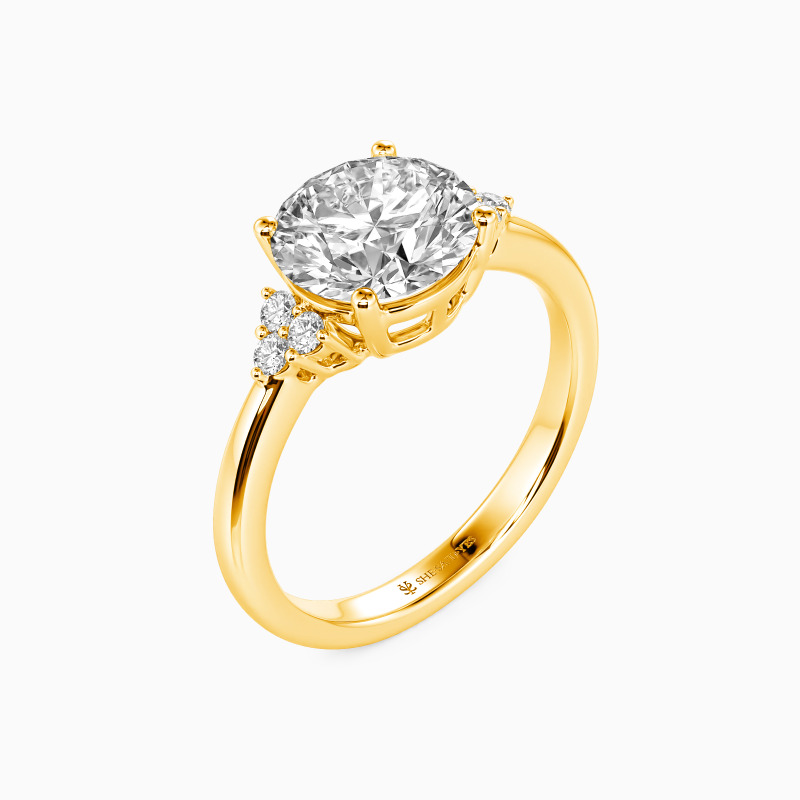 "Seal of Our Union" Round Cut Side Stone Engagement Ring