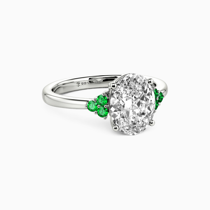 "Pledge of My Eternity" Oval Cut Side Stone Engagement Ring