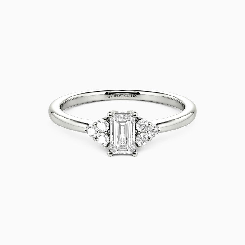 "Forever Found" 0.4ct Emerald Cut Side Stone Engagement Ring