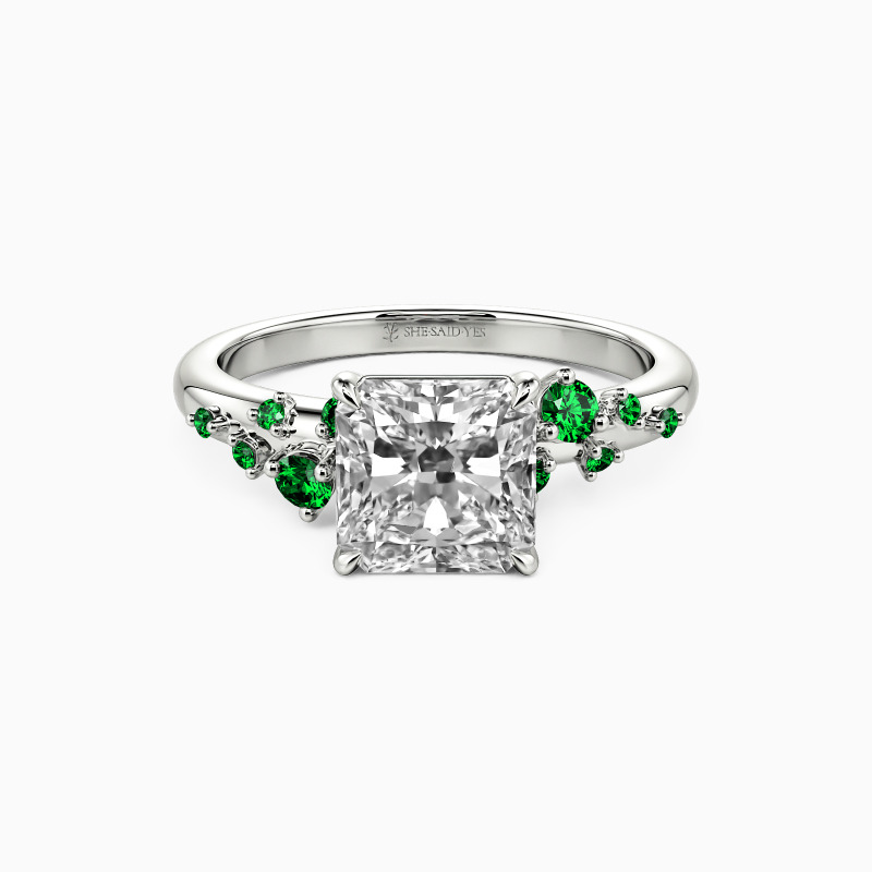 "Forever Yours Alone" Radiant Cut Cluster Side Stone Engagement Ring