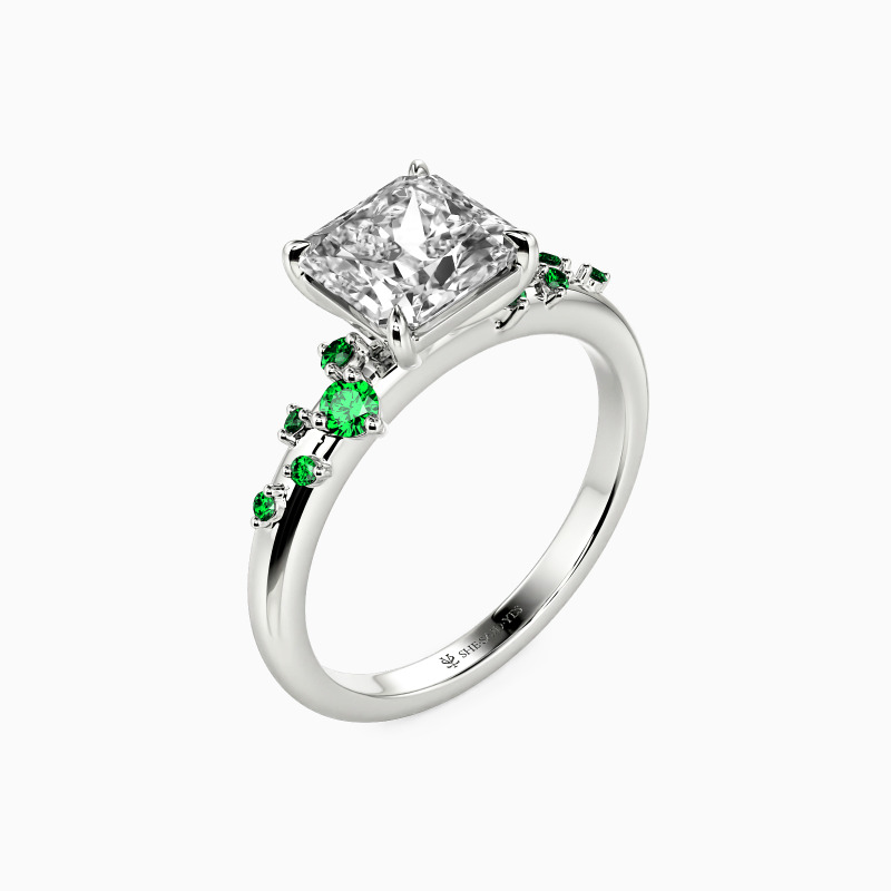 "Forever Yours Alone" Radiant Cut Side Stone Engagement Ring