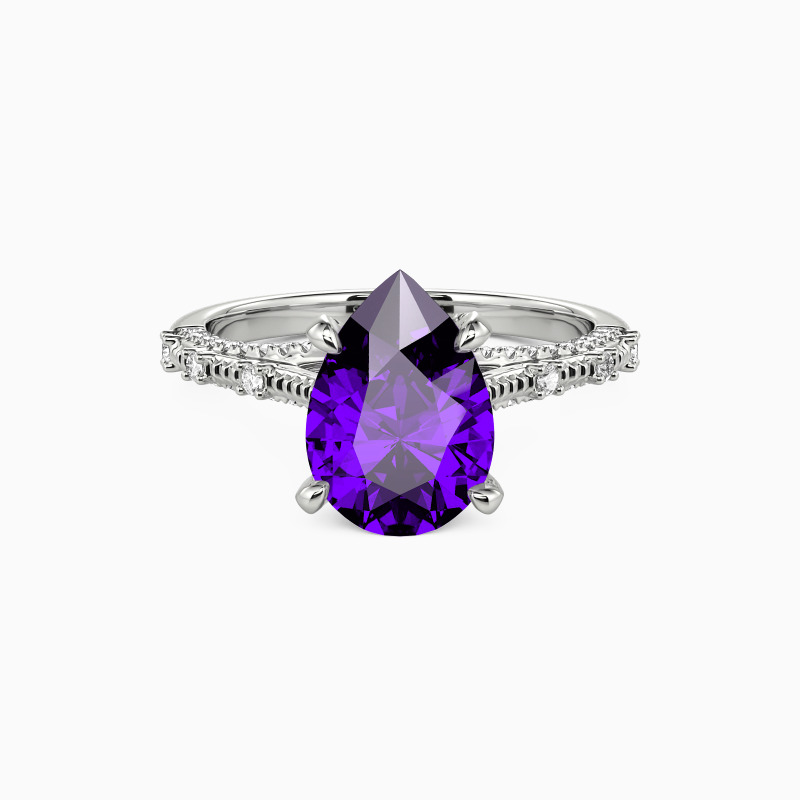"Love's Chosen One" Pear Cut Side Stone Engagement Ring