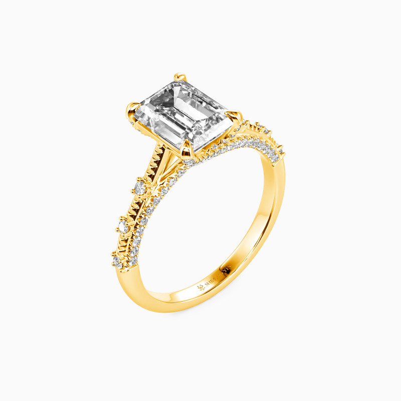 "I'll Be" Emerald Cut Side Stone Engagement Ring
