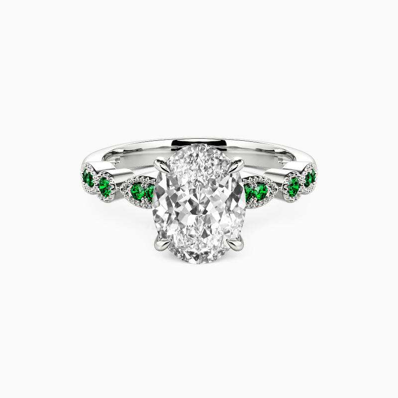 "I'll Be There" Oval Cut Side Stone Engagement Ring
