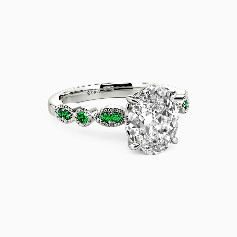 "I'll Be There" Oval Cut Side Stone Engagement Ring