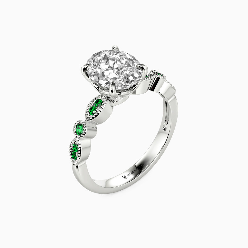 "I'll Be There" Oval Cut Side Stone Engagement Ring