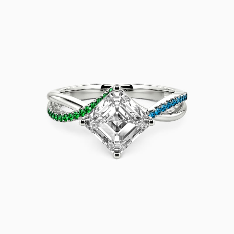 "Let It Be" Asscher Cut Side Stone Engagement Ring