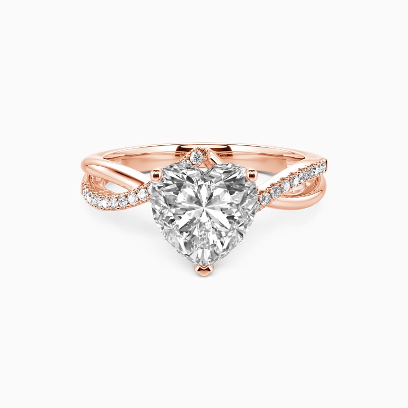 "I Will Always Love You" Heart Cut Side Stone Engagement Ring