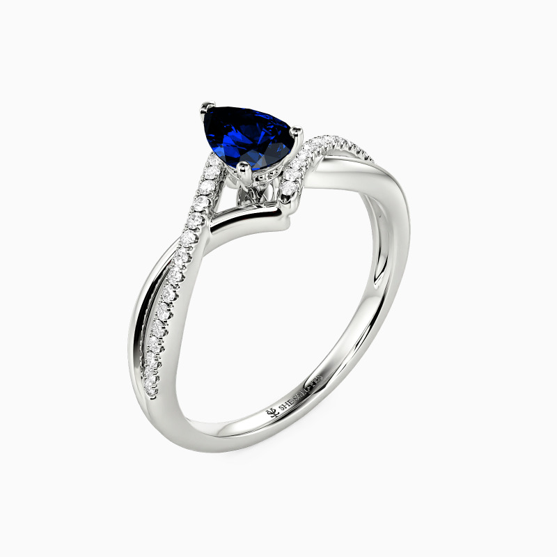 "Langsames Fallen" Verlobungsring 0,5 ct Birne mit Seitensteinen
