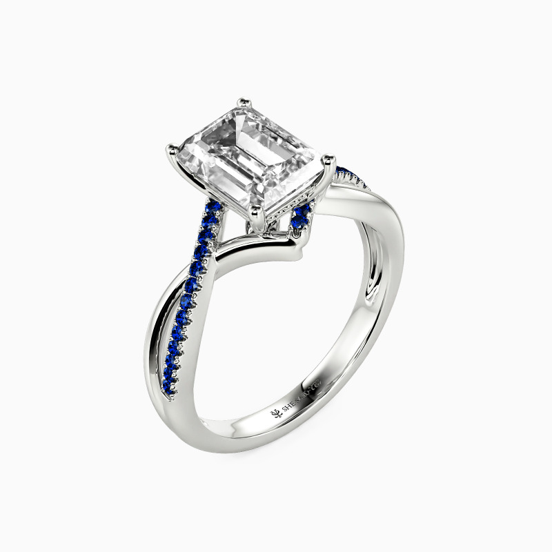 "All I Ask" Emerald Cut Side Stone Engagement Ring