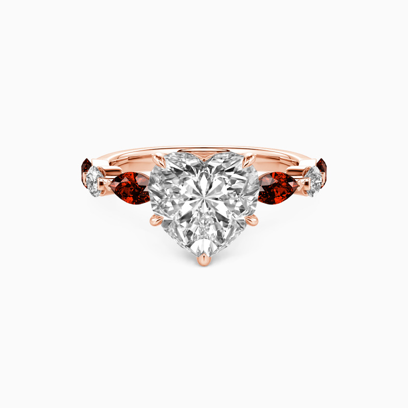"Only of Mine" Heart Cut Side Stone Engagement Ring