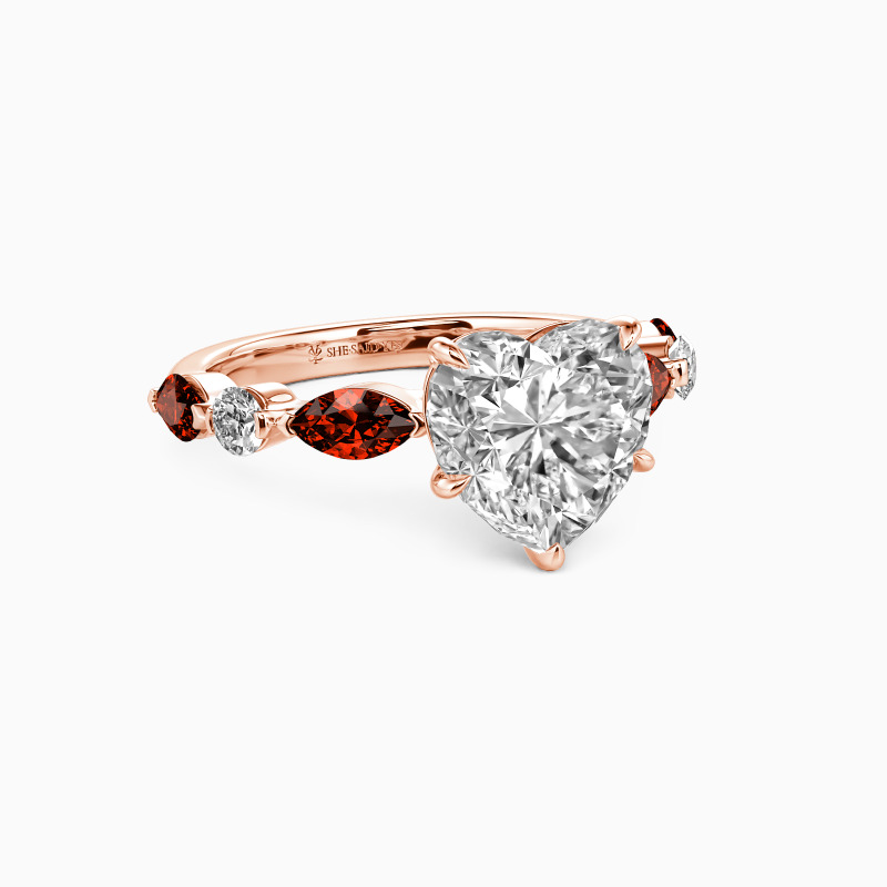 "Only of Mine" Heart Cut Side Stone Engagement Ring