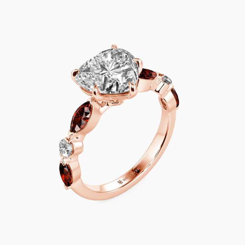 "Only of Mine" Heart Cut Side Stone Engagement Ring