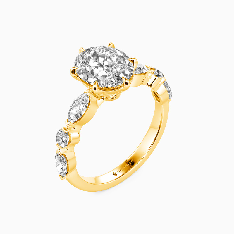 "Meant to Be" Oval Cut Side Stone Engagement Ring