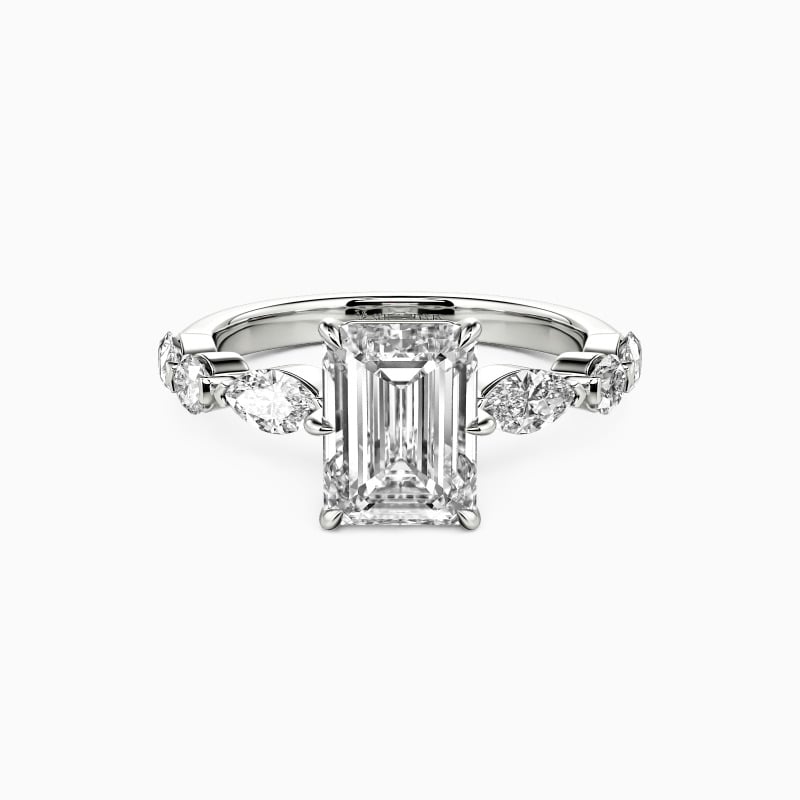 "Forever Now" Emerald Cut Side Stone Engagement Ring