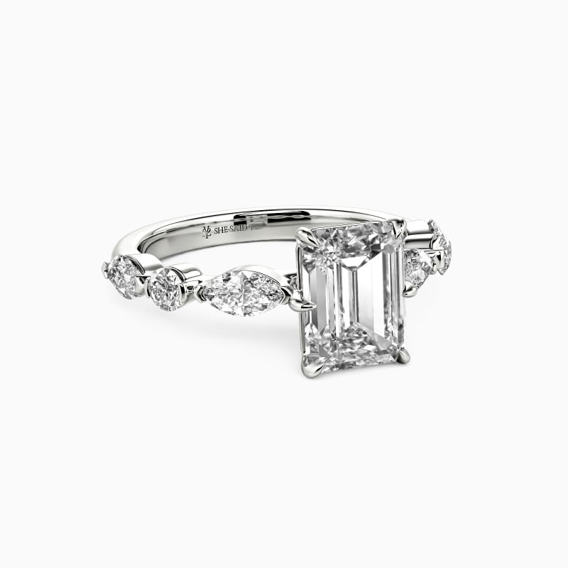 "Forever Now" Emerald Cut Side Stone Engagement Ring