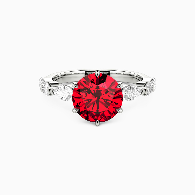 "Forever and a Day" Round Cut Side Stone Engagement Ring