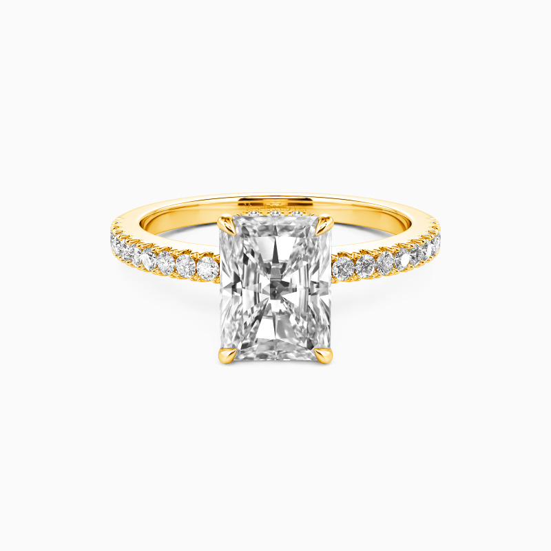 "Adored One" Radiant Cut Side Stone Engagement Ring