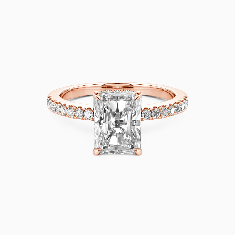 "Adored One" Radiant Cut Side Stone Engagement Ring