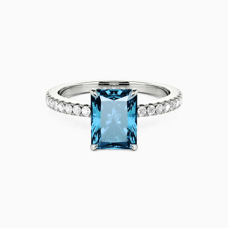 "Adored One" Radiant Cut Side Stone Engagement Ring