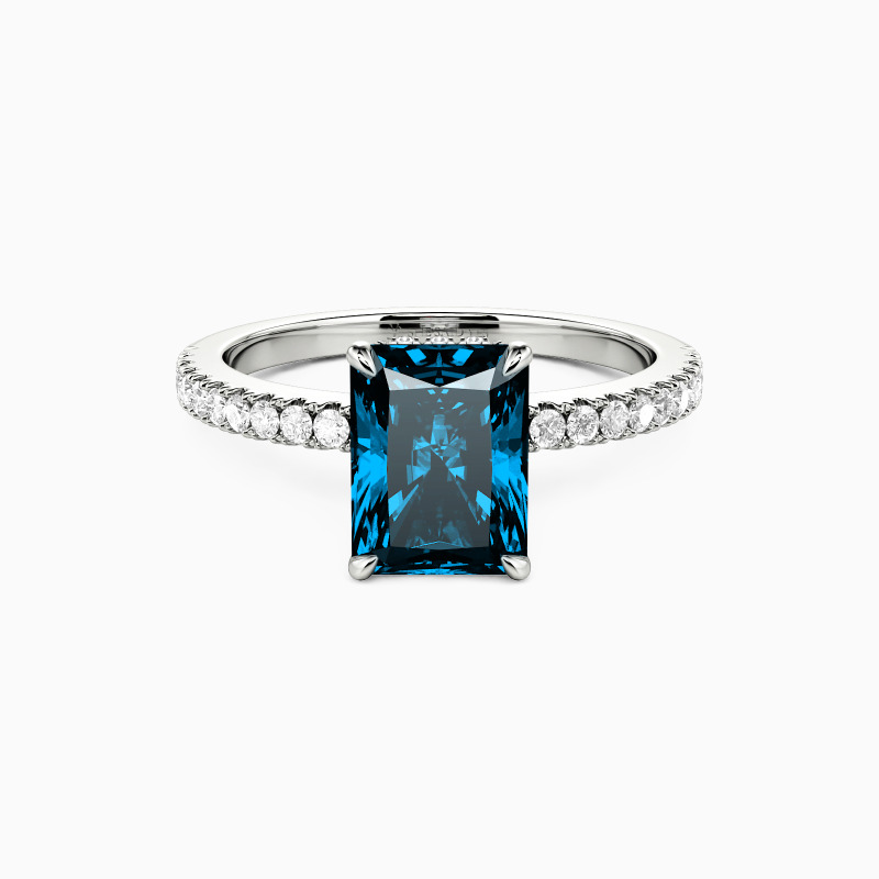 "Adored One" Radiant Cut Side Stone Engagement Ring