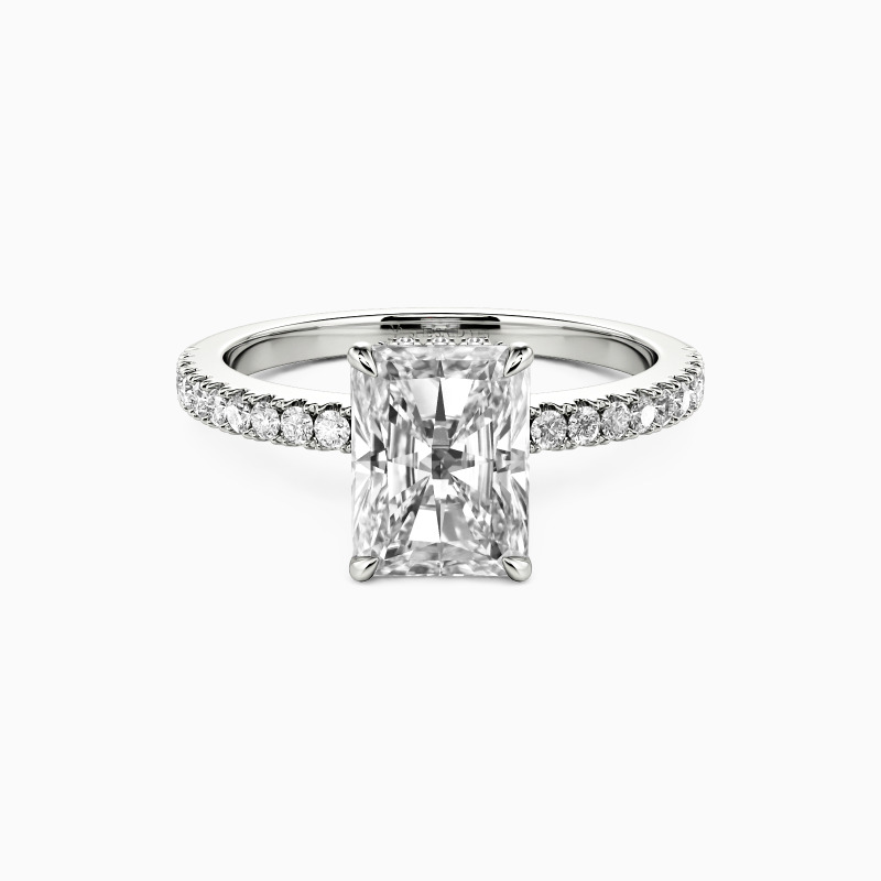 "Adored One" Radiant Cut Side Stone Engagement Ring