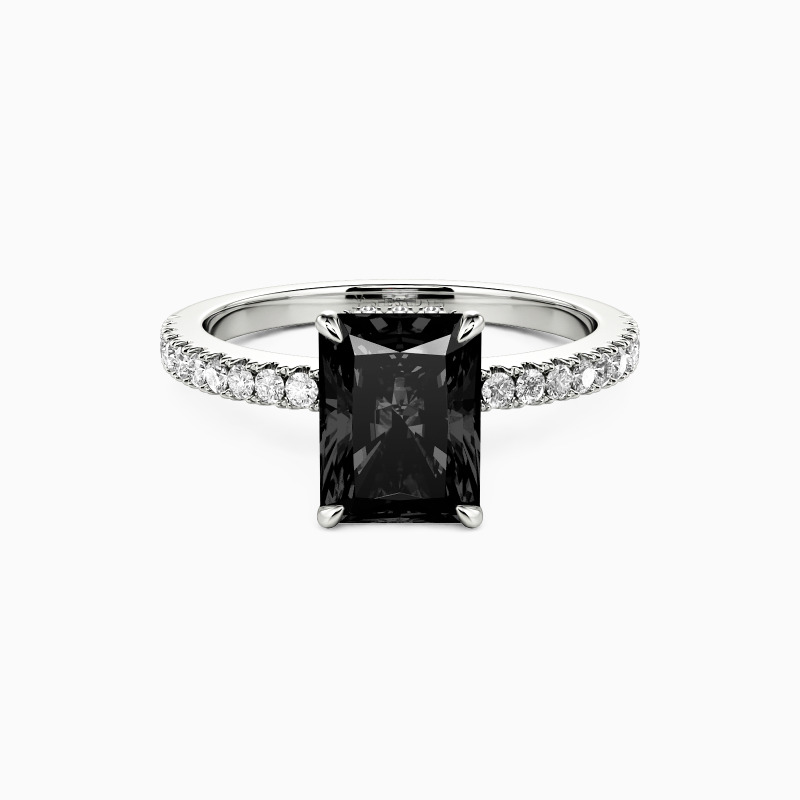 "Adored One" Radiant Cut Side Stone Engagement Ring