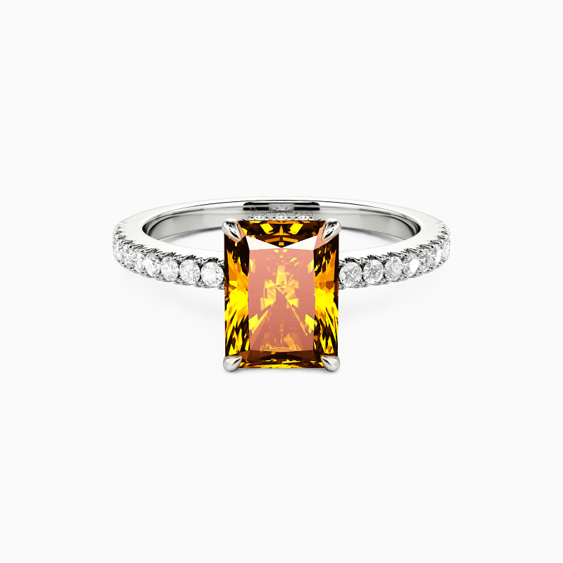 "Adored One" Radiant Cut Side Stone Engagement Ring