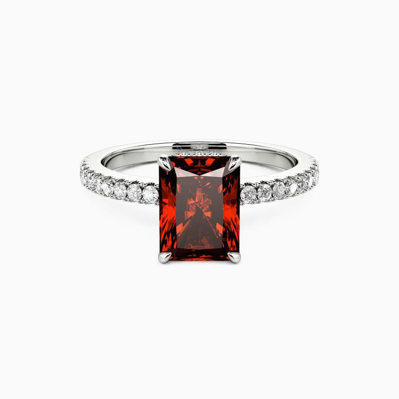 "Adored One" Radiant Cut Side Stone Engagement Ring