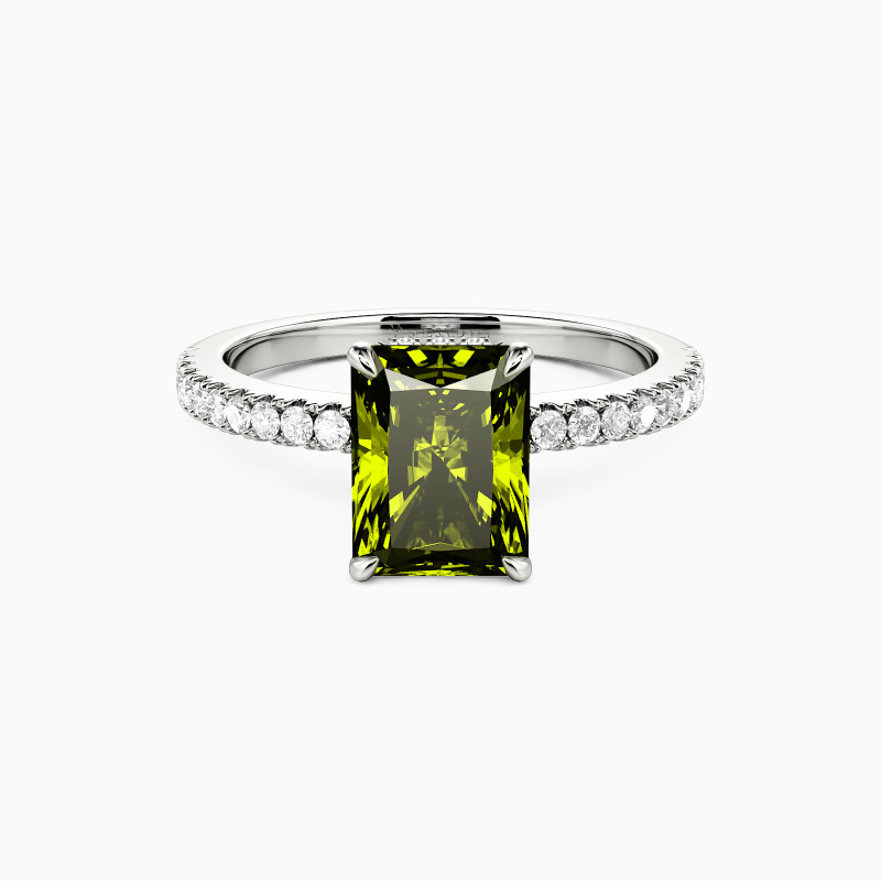 "Adored One" Radiant Cut Side Stone Engagement Ring