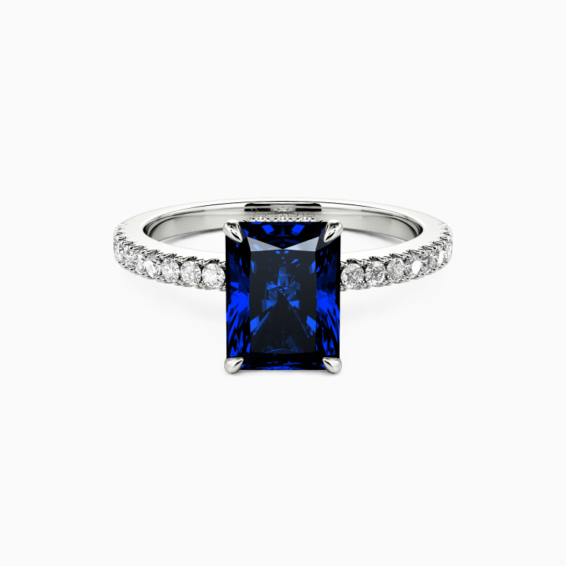 "Adored One" Radiant Cut Side Stone Engagement Ring