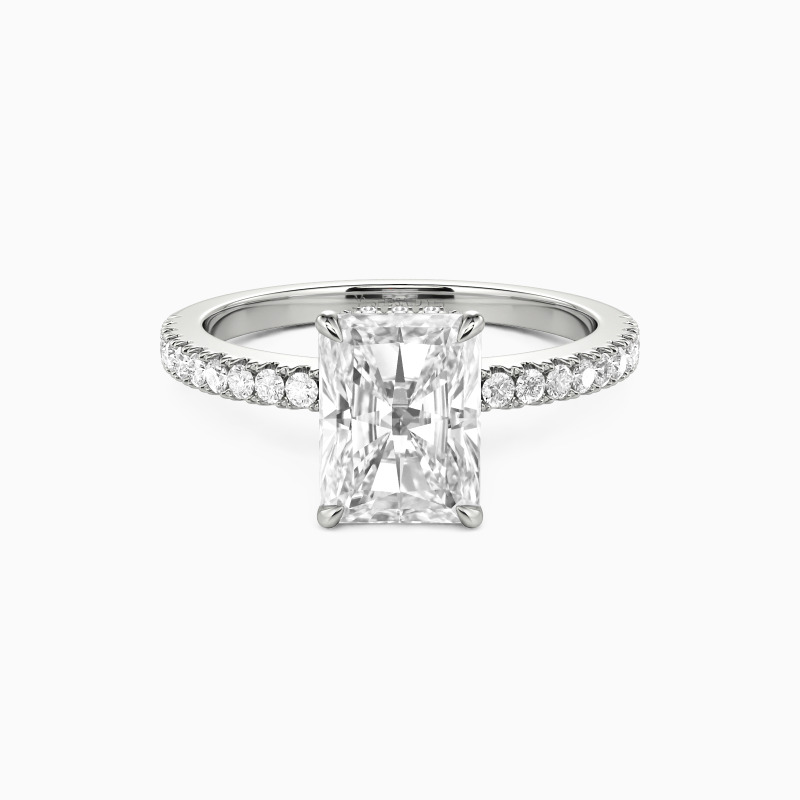 "Adored One" Radiant Cut Side Stone Engagement Ring