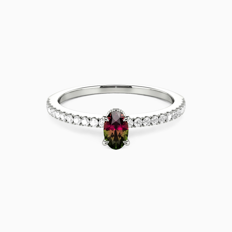 「愛のメッセージ」オーバルカット サイドストーン 婚約指輪 0.3ct