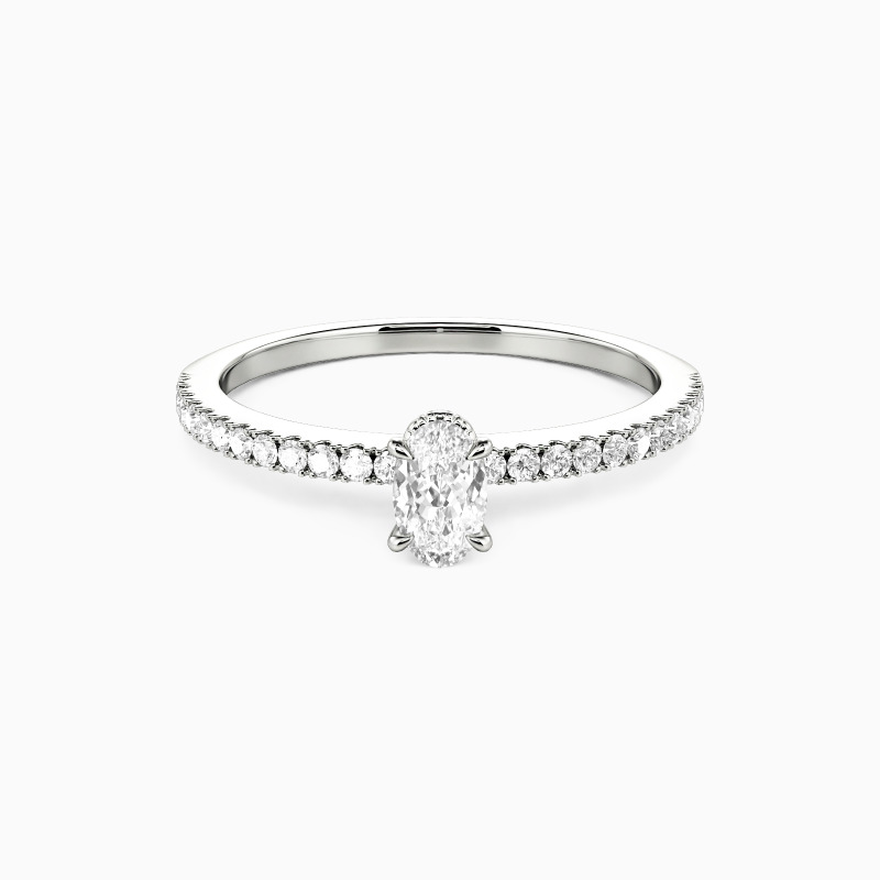"The Love Note" 0.3ct Oval Cut Side Stone Engagement Ring