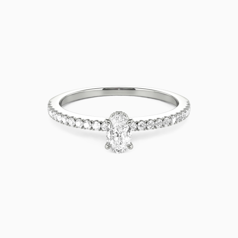 「愛のメッセージ」オーバルカット サイドストーン 婚約指輪 0.3ct