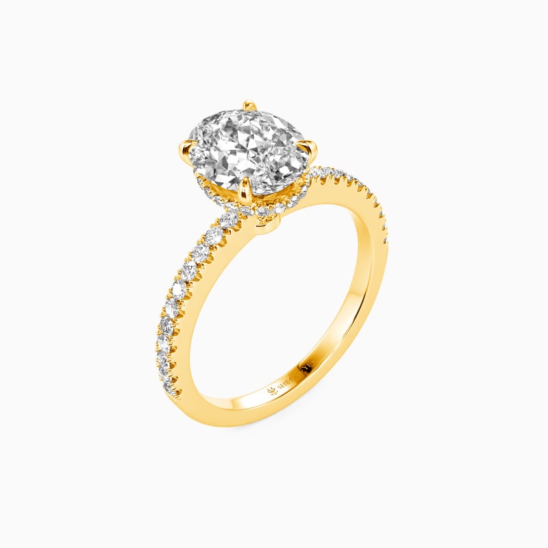 "The Love Note" Oval Cut Side Stone Engagement Ring