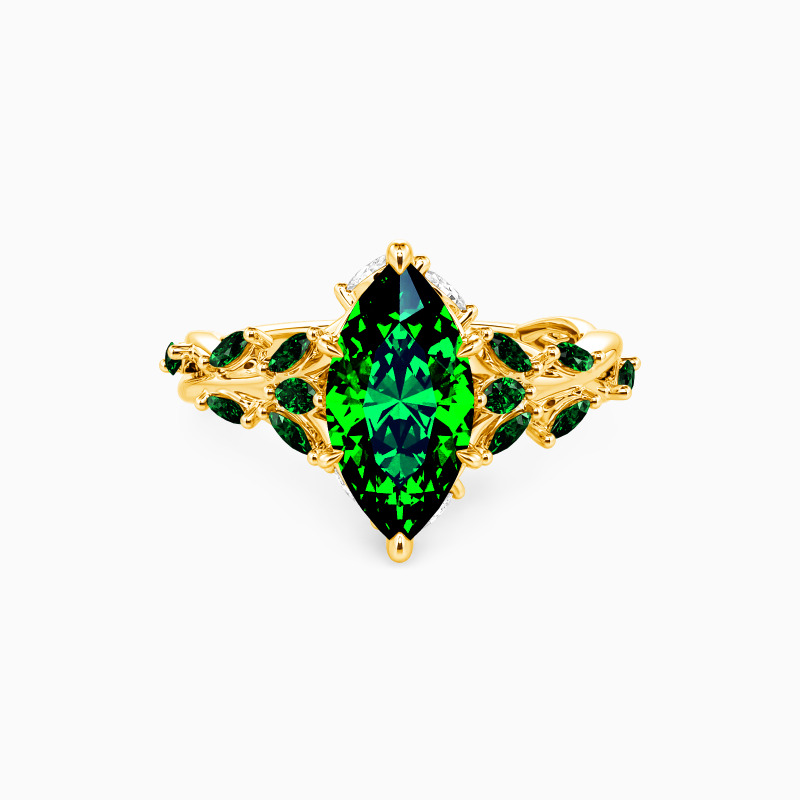 "A Gleam of Fondness" Marquise Cut Cluster Side Stone Engagement Ring