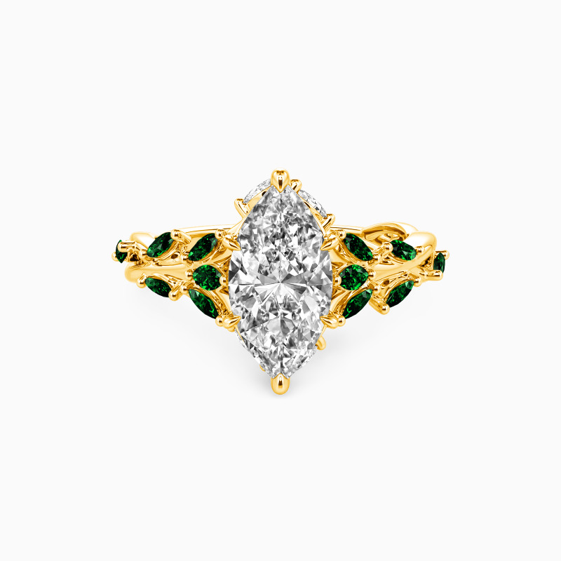 "A Gleam of Fondness" Marquise Cut Cluster Side Stone Engagement Ring
