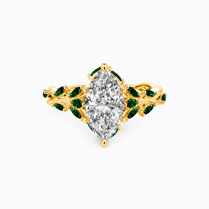 "A Gleam of Fondness" Marquise Cut Side Stone Engagement Ring