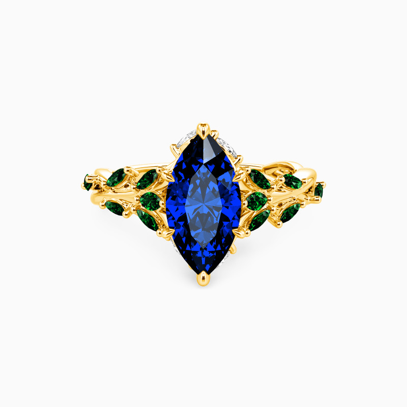 "A Gleam of Fondness" Marquise Cut Cluster Side Stone Engagement Ring