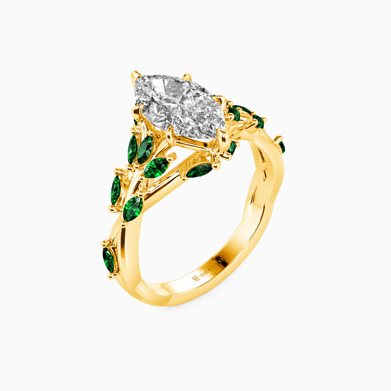 "A Gleam of Fondness" Marquise Cut Side Stone Engagement Ring